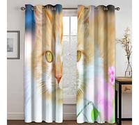 GDYRYD Cortinas Aislantes Termicas Ventana para Infantil 2 Piezas con Ojales 70x160cm 3D Lindo Y Moderno Gato Naranja. Patrón Cortinas Opacas Habitacion Salón Dormitorio Decoración De La Ventana