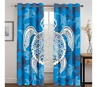 GDYRYD Cortinas Cocina Ventana Opacas 2 Piezas Modernas 55x140cm 3D Tortuga De Arte Azul Cortinas Opacas Termicas Aislantes Frio Y Calor con Ojales Cortinas Salon Modernas Dormitorio Juvenil Infantil