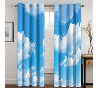 GDYRYD Cortinas Opacas Termicas Aislantes con Ojales 2 Piezas Cortinas Salon Dormitorio Modernas Decoración De La Ventana 125x300cm 3D Cielo Azul Cascada Blanca Patrón Cortinas Infantiles Opacas