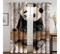 GDYRYD Cortinas Opacas Termicas Aislantes con Ojales 2 Piezas Cortinas Salon Dormitorio Modernas Decoración De La Ventana 70x245cm 3D Lindo Animal Panda Patrón Cortinas Infantiles Opacas