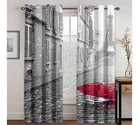 GDYRYD Cortinas Opacas Termicas Aislantes Frio Y Calor con Ojales 125x300cm 2 Piezas Cortinas Dormitorio Salon Modernas Decoración Navidad para Hogar, 3D Impresión De Paraguas Rojos En Las Calles De