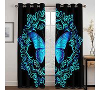GDYRYD Cortinas Opacas Termicas Aislantes Frio Y Calor con Ojales 2 Piezas 110x210cm 3D Mariposa Artística Azul Cortinas Opacas Dormitorio Salon Modernas Juvenil Cortinas Cocina Habitacion Ventana
