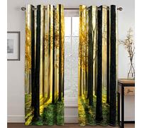 GDYRYD Cortinas Opacas Termicas Aislantes Frio Y Calor - Cortinas Opacas Habitacion 2 Piezas 110x210cm - Impresión Digital Bosque Verde Y Paisaje Soleado 3D Salón Dormitorio Decoración De La Ventana