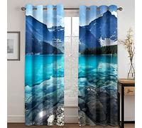 GDYRYD Cortinas Salon Dormitorio Modernas Impresión Digital Paisaje De Montaña Nevada con Lago Azul 3D Cortinas Ventana Opacas Termicas Aislantes Frio Y Calor con Ojales, Reduccion Ruido 125x300cm 2