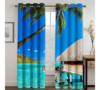 GDYRYD Cortinas Termicas Aislantes Frio Y Calor con Ojales Cortinas Opacas para Ventanas Salon Dormitorio Infantil 3D Impresión De Paisaje Rural del Océano Azul Patrón Decoración Hogar 110x210cm 2 Pi