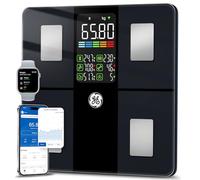 GE Báscula de peso inteligente para el cuerpo, báscula de pesaje de grasa corporal, baño con masa muscular IMC, 14 métricas de composición corporal con pantalla grande, aplicación Bluetooth precisa de