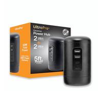 GE Estación de Carga de Escritorio, múltiples Puertos USB, 2 USB-A, 2 USB-C, para teléfono, Tablet, portátil, Reloj Inteligente, multidispositivo, 21 W, 1,5 m, Color Negro