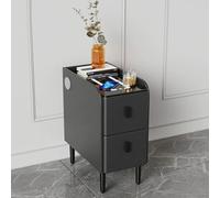 ge Mesita de noche con 3 cajones, puertos de carga USB, mesa auxiliar multifuncional delgada para dormitorio, 35 cm de ancho, muebles de acento moderno, diseño que ahorra espacio