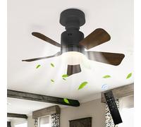 GEADI Ventilador de Techo con Luz LED Regulable,Lampara Ventilador Techo con Control Remoto,Ajustables 4 Velocidades y 3 Temperaturas de Color,Socket E27,45 cm Color Nogal