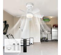 GEADI Ventilador de Techo con Luz LED Regulable,Lampara Ventilador Techo con Control Remoto,Ajustables 4 Velocidades y 3 Temperaturas de Color,Socket E27,45 cm Blanco