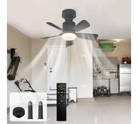 GEADI Ventilador de Techo con Luz LED Regulable,Lampara Ventilador Techo con Control Remoto,Ajustables 4 Velocidades y 3 Temperaturas de Color,Socket E27,45 cm Negro