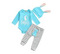 Geagodelia Conjunto de ropa de Pascua para recién nacido, para bebé, niña y niña My 1st First Pascua, azul celeste, 12 meses
