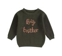 Geagodelia Ropa de hermano mayor, para hermano mayor, jersey para hermano pequeño, primavera, otoño e invierno, Verde militar Big Brother, 18-24 meses