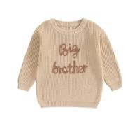 Geagodelia Ropa de hermano mayor, para hermano mayor, jersey para hermano pequeño, primavera, otoño e invierno, Caqui Big Brother, 3-4 Años