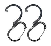 GEAR AID HEROCLIP - Mosquetón y Gancho (Mediano) para Camping, Mochila y Garaje, Color Negro sigiloso, Paquete de 2