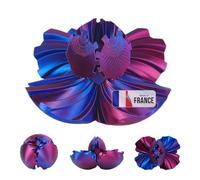 Gear Ball Fidget - Esfera Giratoria Portátil Anti-Estrés Impresa en 3D - Ideas de Regalo para Adultos - Cumpleaños Navidad Formato Bolsillo Fiestas Ansiedad Oficina (Rojo Azul Brillante)