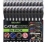 Gear It - Cable de Red Ethernet Cat5e de 1,27 m, RJ45 sin Enganche para Ordenador, Color Negro Negro 3 Feet (24-Pack)