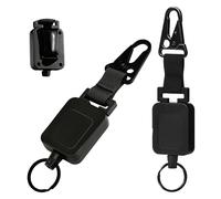 Gear Keeper CB - Juego de 2 soportes retráctiles para micrófono con soporte de clip a presión de alta resistencia, cordón ajustable para micrófono y kit de montaje de hardware (negro)