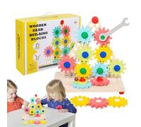 Gear Puzzle Game, Wooden Spinner Gear Puzzle Board Games, Wood Sensory Fine Motor Skills Development Toy for Children, Kids, Girls, and Boys, 11.14x2.36x8.39 Inches