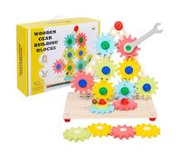 Gear Puzzle Spinner, Wooden Board Game Toy, Montessory Fine Motor Skill Builder, Rotating Gears with Colorful Spinners, Perfect for Children, Toddler, Boys, Girls, Preschool Learning, 28cm Multicolor