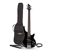 Gear4music Bajo Chicago color negro 3/4 tamaño | Contornos de cuerpo elegantes para la máxima jugabilidad, talla 3/4 para jóvenes jugadores, pastillas single y split coil
