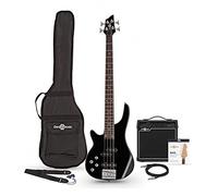 Gear4music Chicago Bajo Electrico para Zurdos con Amplificador 15W Negro