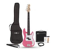 Gear4music Guitarra Bajo 3/4 Para Niños Con Paquete De Amplificador, Rosa
