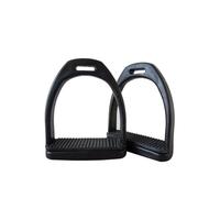 Geardeangloow Paquete de 2 estribos de equitación de plástico profesional de color sólido para adultos y niños, almohadilla de goma antideslizante, regalo negro, grande