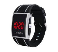Geardeangloow Reloj de pulsera digital para hombre, cómodo y moderno, moderno y elegante de llevar, electrónico con batería, color blanco, Línea blanca y negra, as description