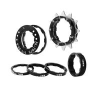 GearDrivex Caja de Anillo de Seguridad Kit Conversión Una Sola Velocidad Aleación Aluminio + Acero Inoxidable, Negro, Rojo, Dorado Y Plateado, Piñón Cassette Único 12, 13 Y 14 Dientes(12T Black)