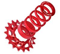 GearDrivex Caja de Anillo de Seguridad Kit de conversión de Volante de inercia de una Sola Velocidad,piñón de Bicicleta de montaña para Cadena de Rueda Libre, aleación de Aluminio 7075(Red)