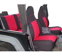 GEARFLAG Fundas de Asiento de Neopreno Personalizadas para Wrangler TJ 1997-2002, Juego Completo (Delantero y Trasero), Color Rojo y Negro