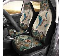 Gearider Juego de 2 fundas de asiento de automóvil, diseño de mandala bohemio de colibrí, accesorios gruesos para decoración interior de automóvil para hombres y mujeres