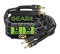 GearIT 12AWG - Cable trenzado muy resistente para altavoz | 12 AWG 99.9% cobre libre de oxígeno, puntas chapadas en oro, cubierta trenzada, receptor amplificador de alta fidelidad de