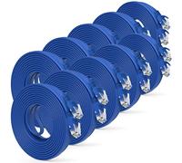 GearIT (15 pies - 10 paquetes) Cat6 Cable de conexión plano 30 AWG Cable Ethernet plano para medio ambiente de alta densidad - Azul