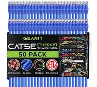 GearIT 50-Pack, Cat5e Cable de conexión Ethernet 1,5 pies - 5E RJ45 cable de red LAN para computadora, Azul - Compatible con Conmutador de 48 puertos PoE Gigabit de montaje en rack azul 2 Feet (50-Pack)