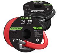 GEARit Alambre de silicona de calibre 14 600 V (negro | rojo, 25 pies cada uno) 14 AWG estañado OFC sin oxígeno, cables flexibles suaves para primario, eléctrico, coche/automóvil, remolque