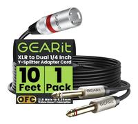 GearIT Cable adaptador XLR macho a doble de 1/4 pulgadas (10 pies), cable adaptador TS mono estéreo, compatible con guitarra, bajo, instrumentos, mezclador, amplificadores, altavoces, grabación de