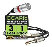 GEARit Cable adaptador XLR macho a doble de 1/4 pulgadas (3.3 pies), cable adaptador TS mono estéreo, compatible con guitarra, bajo, instrumentos, mezclador, amplificadores, altavoces, grabación de