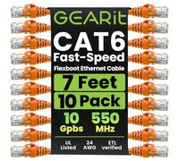 GearIT Cable Cat6 de 7 pies - Cable Ethernet Cat6, Cable Ethernet Cat 6, Cable Patch Cat6, Cable Patch Cat 6, Cable Cat 6, Cable de red, Cable de Internet - Naranja 7 pies
