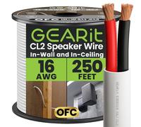 GearIT Cable de altavoz 16/2 (250 pies) calibre 16AWG - Cable de altavoz de audio de pared/clasificación CL2 / 2 conductores - cobre libre de oxígeno OFC, blanco, 250 pies