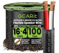 GearIT Cable de altavoz 16/4 (100 pies) calibre 16AWG, negro 4 conductores/entierro directo al aire libre en tierra/en pared/clasificación CL3 CL2 - cobre libre de oxígeno OFC, negro 100 pies