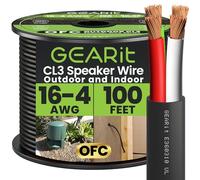 GearIT Cable de altavoz 16/4 (100 pies) calibre 16AWG, negro 4 conductores/entierro directo al aire libre en tierra/en pared/clasificación CL3 CL2 - cobre libre de oxígeno OFC, negro 100 pies