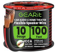 GEARit Cable de altavoz de 10 AWG de 100 pies, cable de altavoz con marcadores de pie y marcas de polaridad, cable de calibre 10 para altavoces de audio de coche y cine en casa, cable de audio para