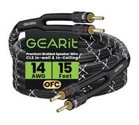 GearIT Cable de altavoz Hi-Fi de 2 x 2,5 mm ≤ con conectores banana (4,57 metros, negro) OFC cobre sin oxígeno, cable de altavoz CL2 trenzado de alta resistencia, calibre 14 AWG, 10 pies