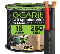 GearIT Cable de altavoz para exteriores OFC 2 x 1,5 mm ≤ (76,2 metros - negro) cobre sin oxígeno - Cable de audio de alta fidelidad para entierro directo en tierra/en pared/clasificación CL3 CL2/2