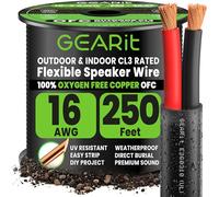 GearIT Cable de altavoz para exteriores OFC 2 x 1,5 mm ≤ (76,2 metros - negro) cobre sin oxígeno - Cable de audio de alta fidelidad para entierro directo en tierra/en pared/clasificación CL3 CL2/2