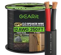 GearIT Cable de altavoz para exteriores OFC 2 x 4 mm ≤ (76,2 metros - negro) cobre sin oxígeno - Cable de audio de alta fidelidad para entierro directo en tierra/en pared/clasificación CL3 CL2/2