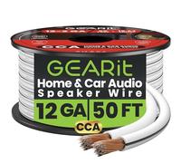 GearIT Cable de Audio para Altavoz CCA 2 x 4 mm≤ (15,24 Metros, Blanco) Aluminio Revestido de Cobre, Ideal para Cine en casa de Alta fidelidad y Altavoces de Coche, Calibre 12 AWG, 50 pies