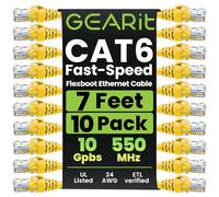 GearIT - Cable de conexión Cat6 Ethernet sin enganches, 10 unidades, color amarillo